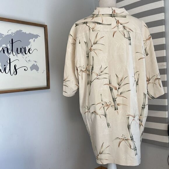 Joseph & Feiss Cream Foliage Leaf Print 100% Silk Button Up Shirt Size XXL - Picture 7 of 10